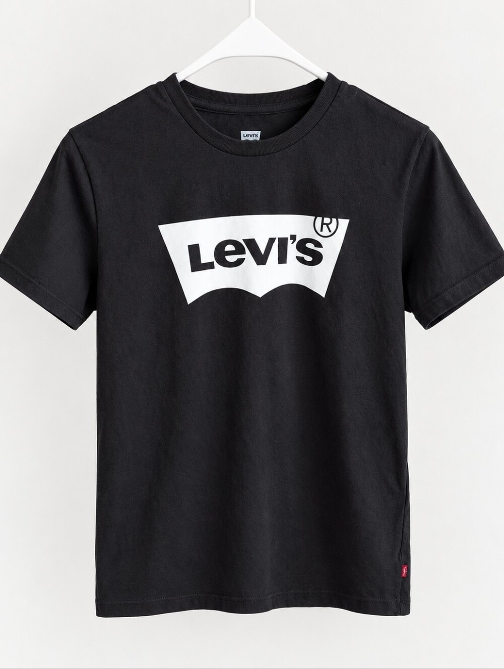 Levi's Black Tee with White Batwing Logo